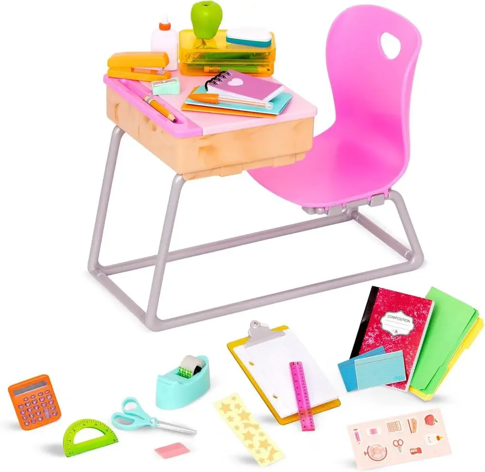Our Generation School Desk Set Realistic Classroom Supplies 18